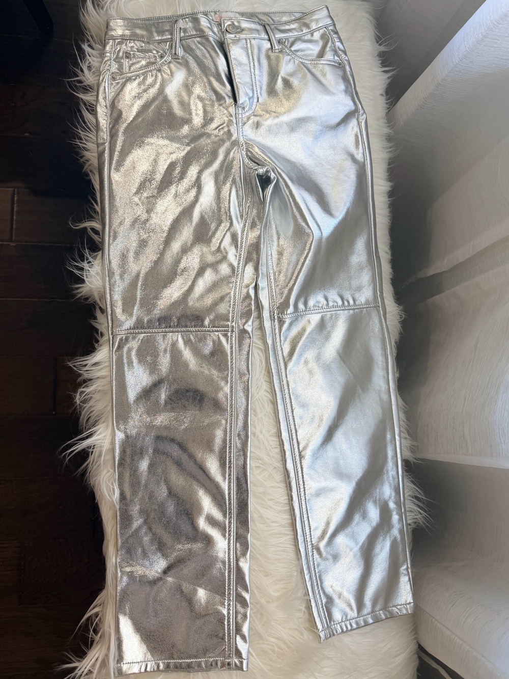 GB girls Metallic Silver Straight-Leg Pants